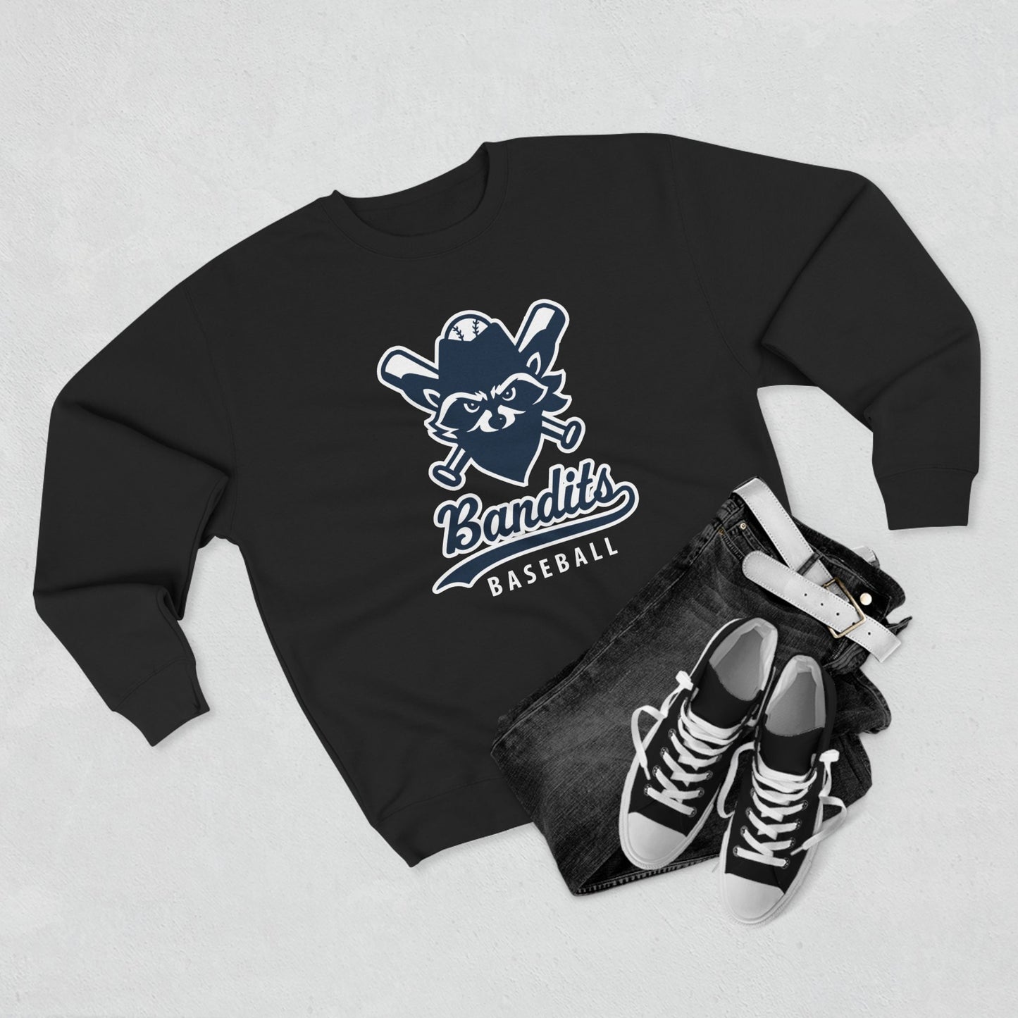 Bandit Baseball Unisex 'Vintage Raccoon' Crewneck Sweatshirt