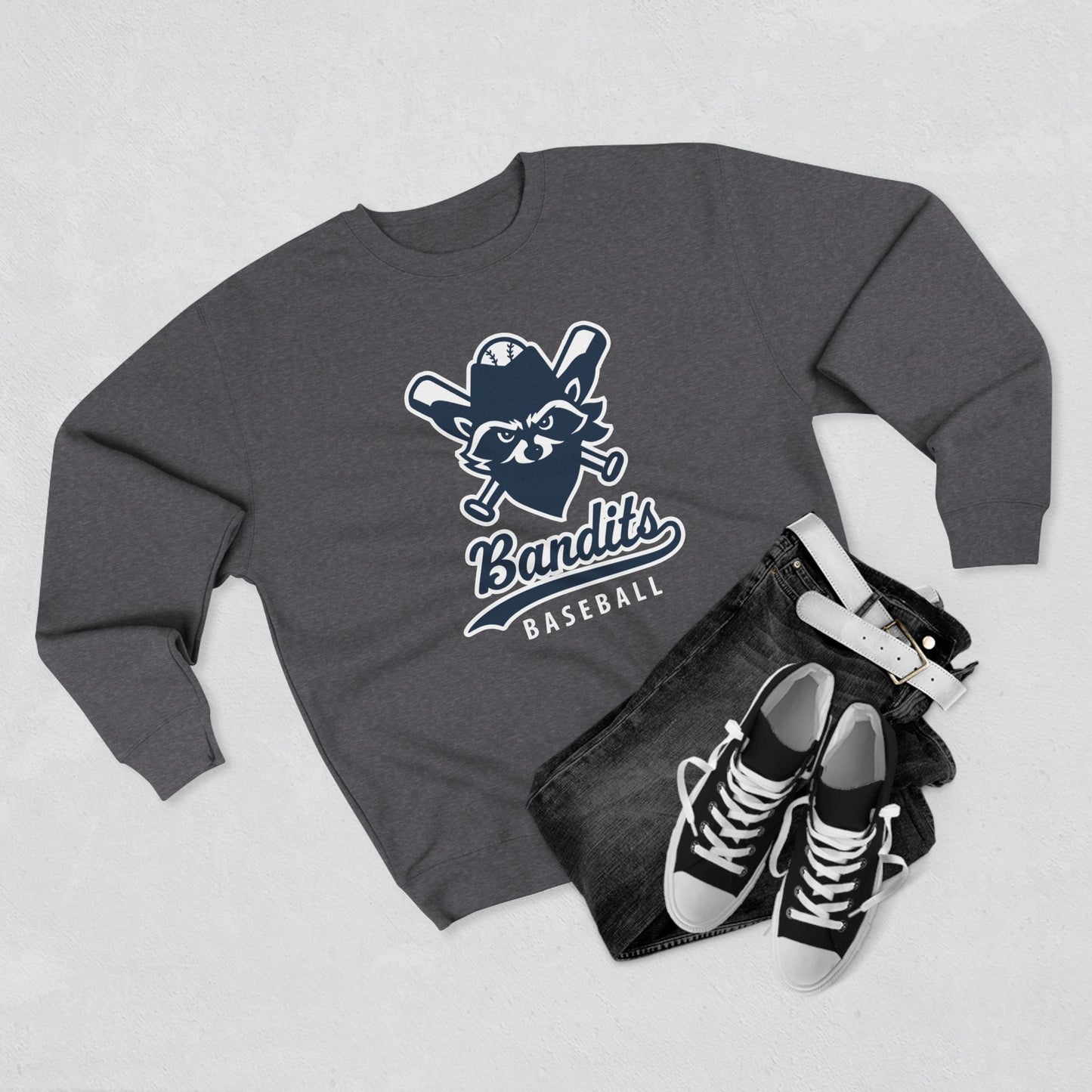 Bandit Baseball Unisex 'Vintage Raccoon' Crewneck Sweatshirt