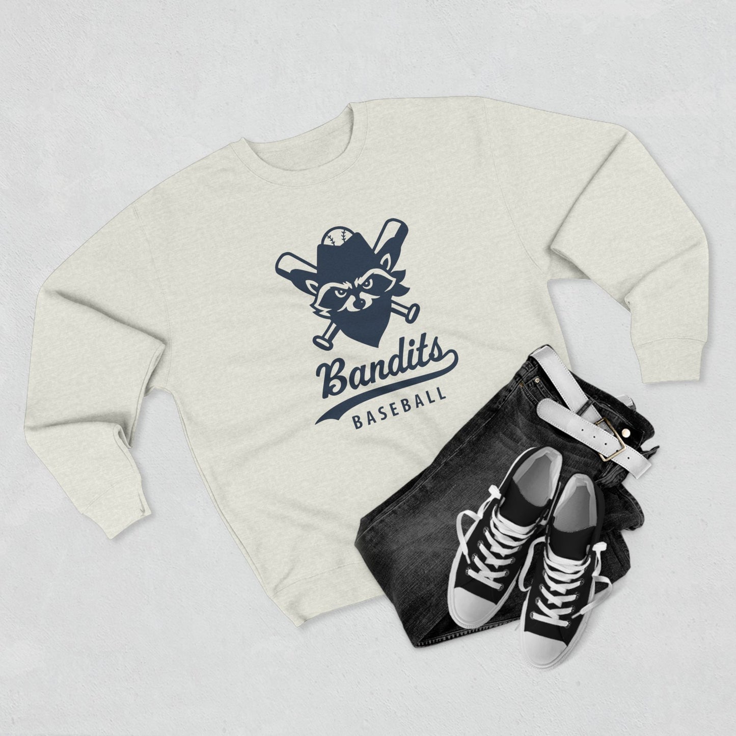 Bandit Baseball Unisex 'Vintage Raccoon' Crewneck Sweatshirt